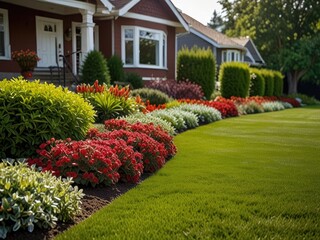 Obraz premium house in garden,house with flowers,flower garden in the park