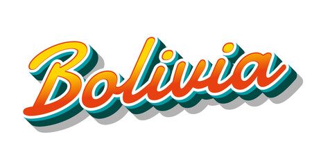  Bolivia country name with three dimensional text effect in a transparent background