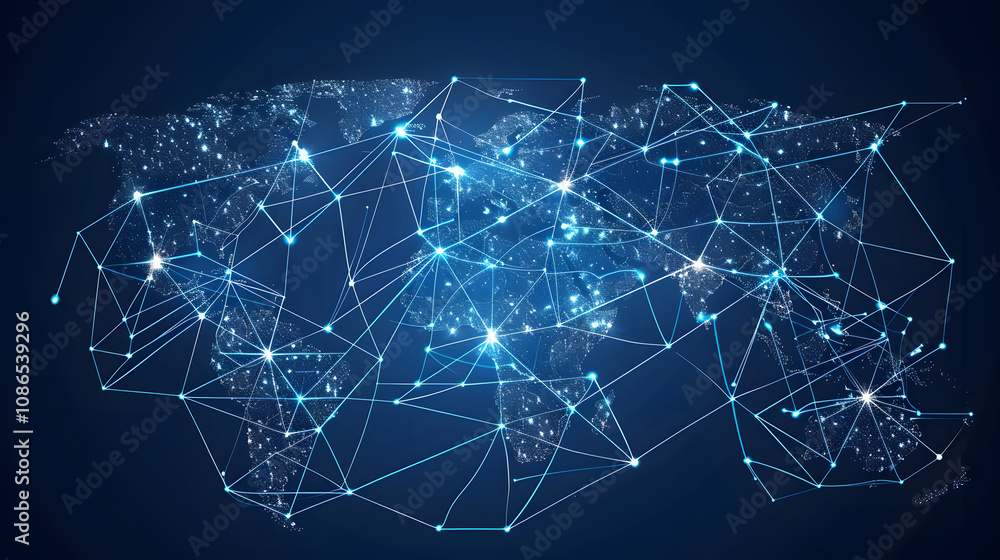 Poster global network connection. world map point and line composition concept of global business. vector i
