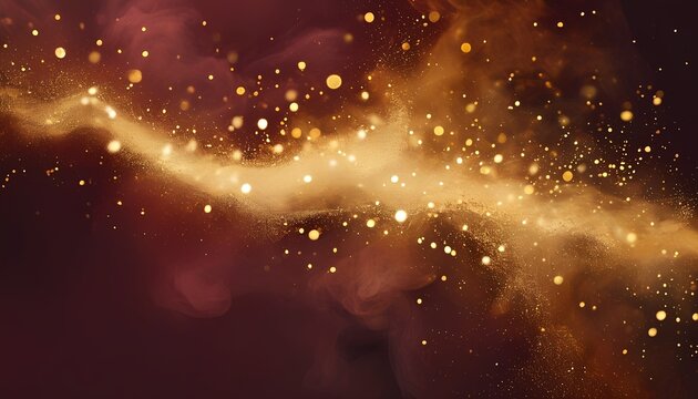 Cosmic dance of golden particles abstract art creative space ethereal environment digital perspective visual serenity for contemporary design