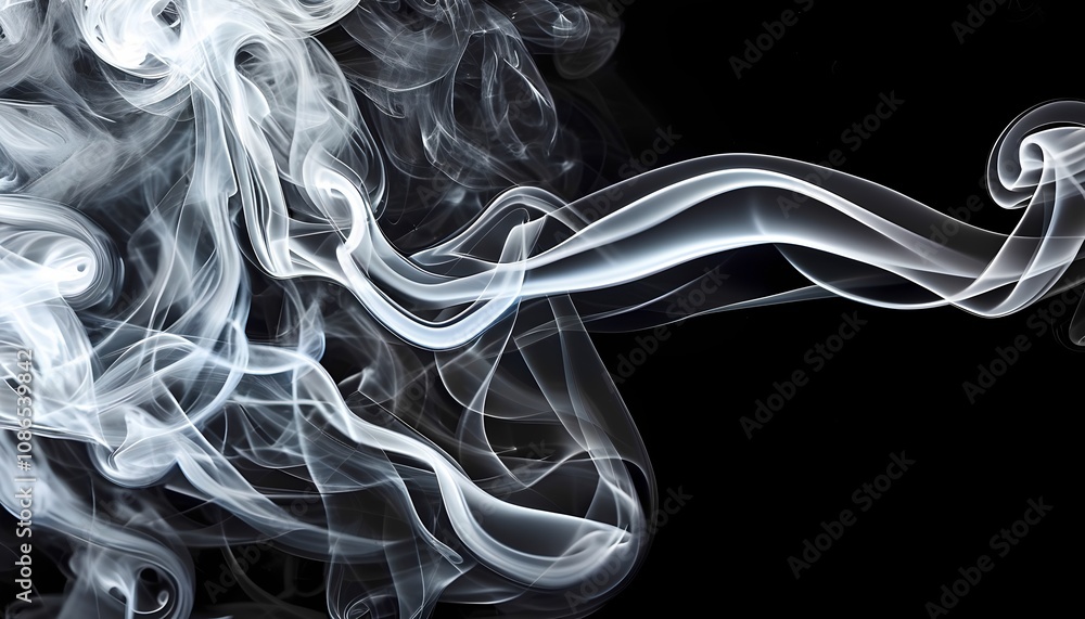 Poster dynamic smoke patterns abstract art visual content dark background close-up view conceptual represen
