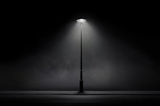Fototapeta Black white photograph street lamp post middle dark Minimalist