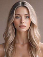 Fototapeta premium Portrait of a Woman with Long Blonde Hair