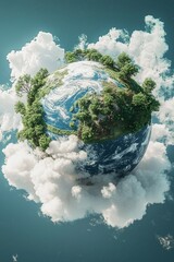 Fototapeta premium Planet Earth with Clouds: Beautiful, high-detail of Earth with soft clouds, emphasizing global themes and environmental awareness