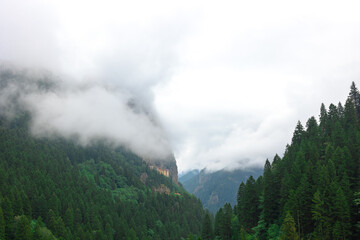 Visit Trabzon concept photo. Altindere Valley National Park and Sumela Monastery