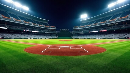 Obraz premium Baseball stadium night field mound seats