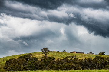 Afternoon storm clouds over the rural countryside