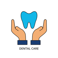 Dental care icon vector. Hands holding tooth symbol flat illustration icon