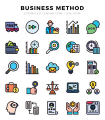 Business Method Icons bundle. Lineal Color style Icons. Vector illustration.