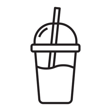 recommend clip art: Beverage Cup with Straw line icon.