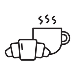 Coffee and Croissant line icon.