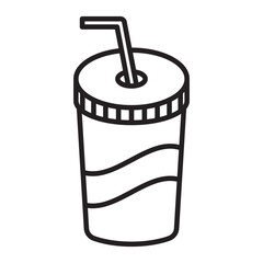 Beverage Cup with Straw line icon.