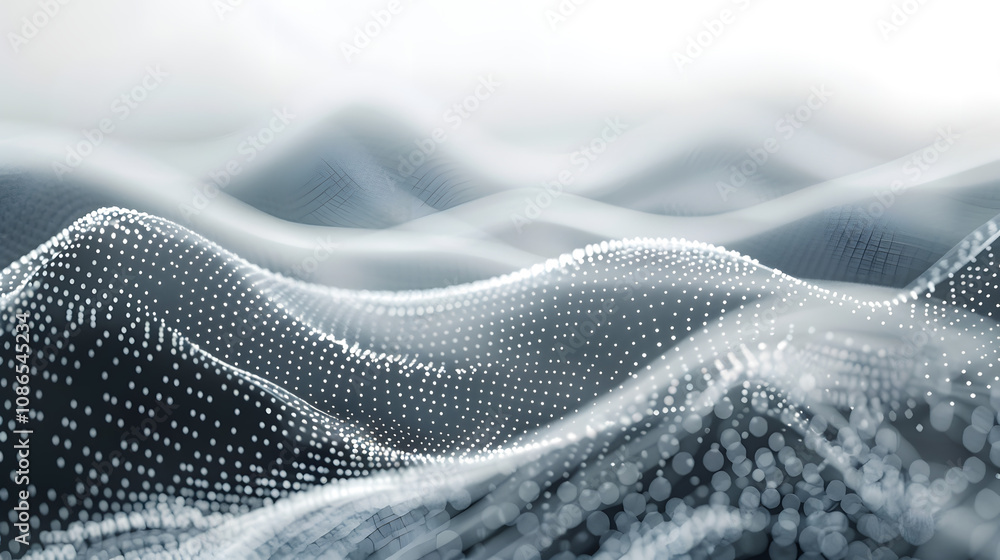 Aufkleber grey white abstract background with flowing particles. digital future technology concept. vector ill