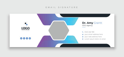 Modern and minimalist email signature template or email footer and personal social media cover template design