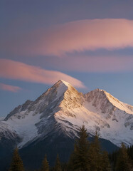 Snow-Capped Mountain Peaks at Twilight