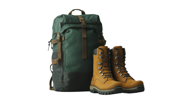 Tent adventure, outdoor activity, hike accessories, created with generative AI technology, PNG