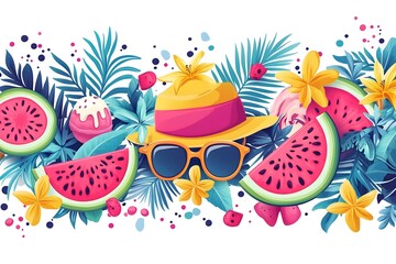 Naklejka premium illustration of an ice cream set. Different types and tastes of cold desserts cups cones soft serve bars sticks popsicles frozen juice in waffles and on sticks. Vintage hand-drawn style generative ai 