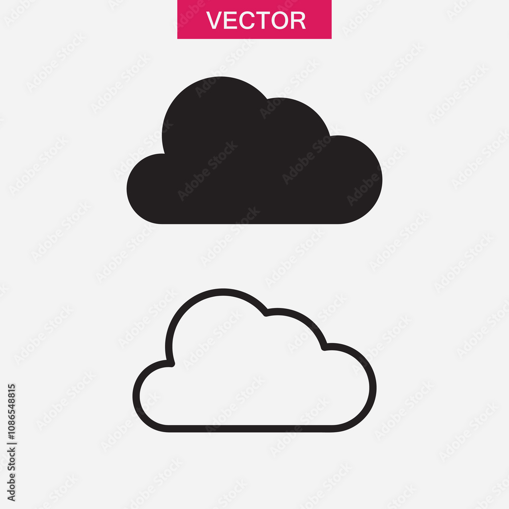 Poster cloud line icon, vector outline and solid illustration for web and app..eps