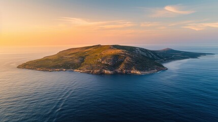 Fototapeta premium Scenic Aerial View of Serene Island at Sunset