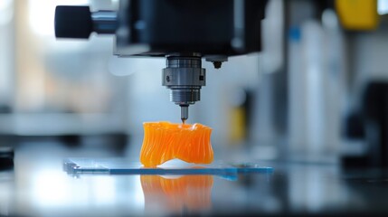 3D Printing Technology Orange Resin Object Creation Process