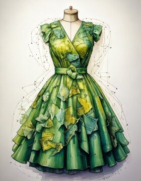 Dise&ntilde;o de un vestido sobre papel; moda 