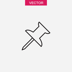 pin icon vector, simple flat black linear illustration for web and app..eps