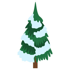 Christmas Tree With Snow Cap Illustration