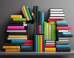 Fototapeta premium Minimalist Bookshelf with Monochromatic Design