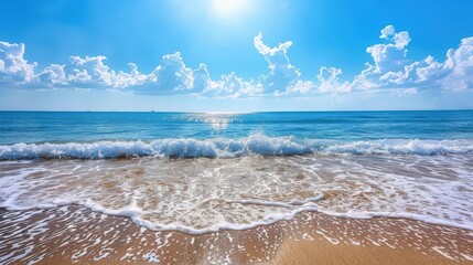 Tranquil Beach Scene Under Blue Sky