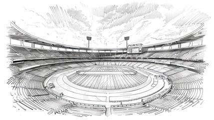 Fototapeta premium A Hand-Drawn Sketch of a Large Stadium