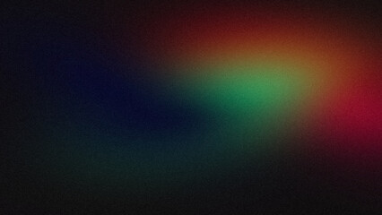 Blue green red abstract color gradient grainy backgrounds. Smooth vibrant colors flow noisy gradient, wave shaped on dark, color spot, bright, shine, noise texture backdrop