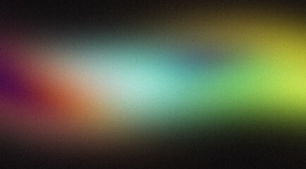 Orange green blue red abstract color gradient grainy backgrounds. Smooth vibrant colors flow noisy gradient, wave shaped on dark, color spot, bright, shine, noise texture backdrop