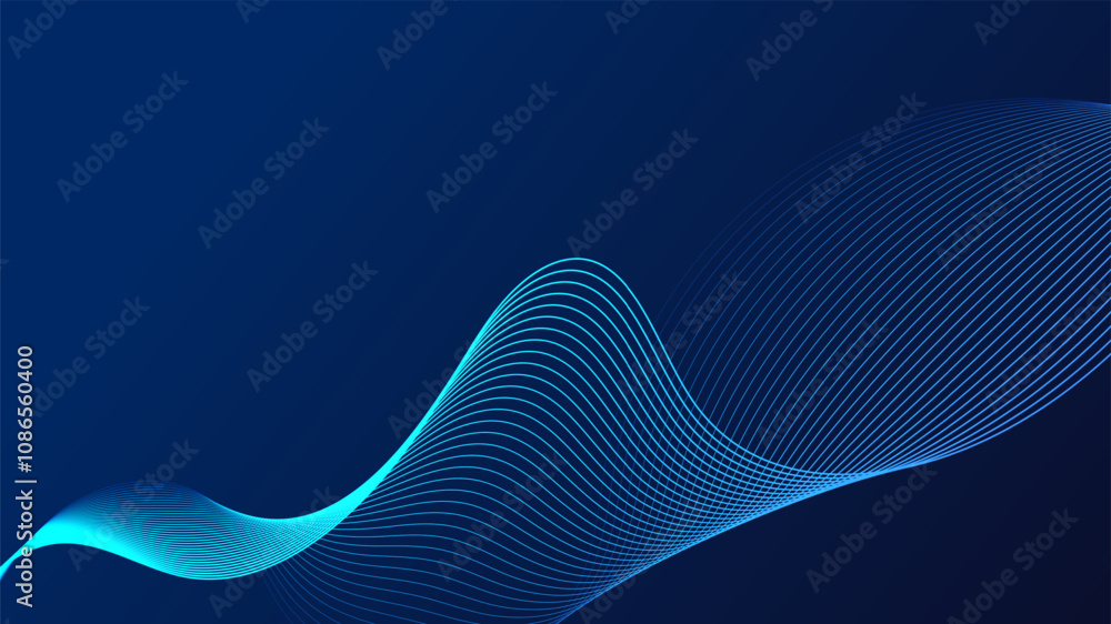 Aufkleber geometric curved lines in gradient blue tones forming dynamic futuristic abstract flow patterns