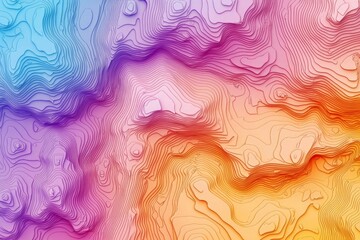 Fototapeta premium Beautiful Gradient Map with Contour Lines: Abstract topographic map with colorful gradient hues and high-detail contour lines, representing geographical concepts. 