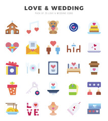 Set of Love & Wedding icons. Vector Illustration.