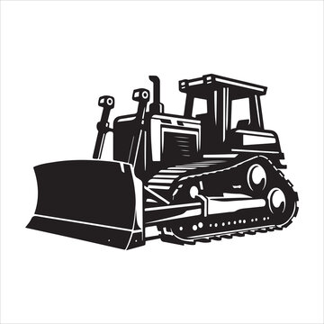 recommend clip art: Bulldozer silhouette vector. Bulldozer vector icon. Bulldozer silhouette   illustration on a white background.