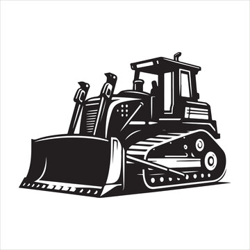 black bulldozer construction equipment clip art preview