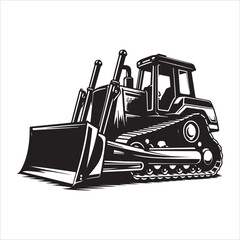 Bulldozer silhouette vector. Bulldozer vector icon. Bulldozer silhouette   illustration on a white background.