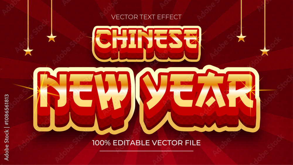 Poster chinese new year 3d text effect and editable text effect with chinese new year background