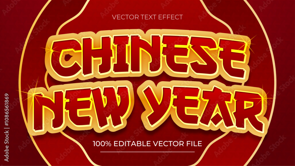 Poster chinese year 3d realistic text effect editable vector a red and gold color concept