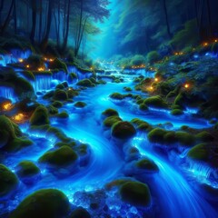 SapphireStream A river that glows with a deep blue color like sa