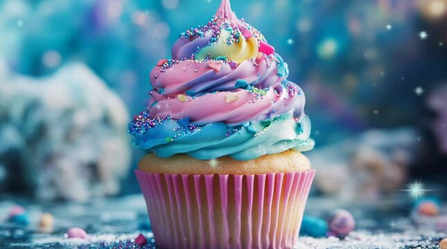 Sweet cupcakes on table