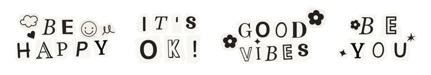 Word stickers png element set on transparent background