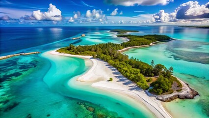 Bahamas Aerial Minimalist Photography AI Art, Island Views, Azure Waters