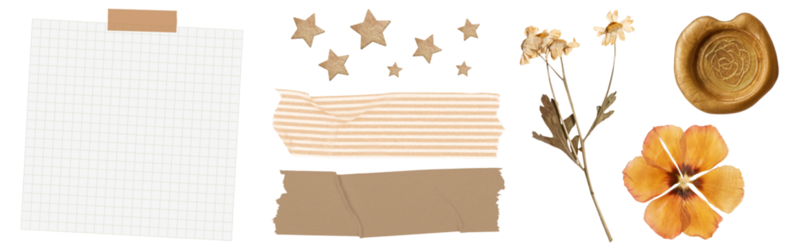 Scrapbook collage png cut out element set