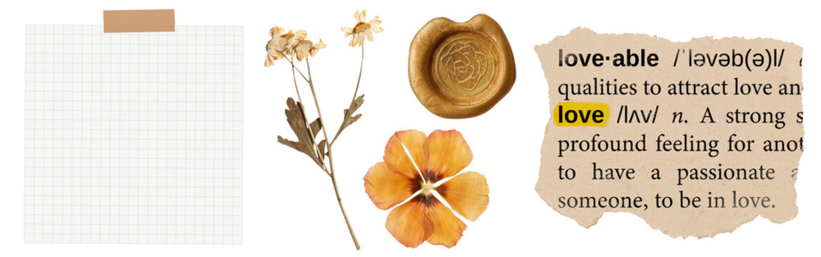 Scrapbook collage png cut out element set