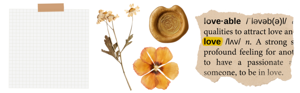 Scrapbook collage png cut out element set