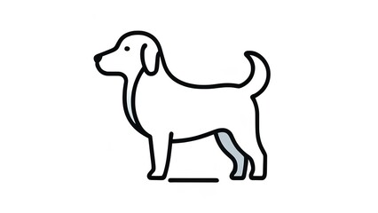 Fototapeta premium Simple dog icon with clean lines on a white background, ideal for pet-related designs or branding.
