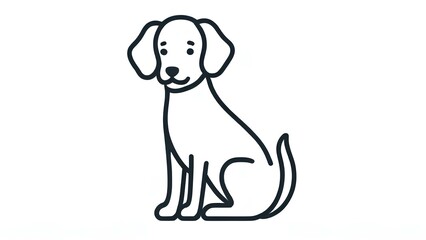 A clean and modern dog icon illustration with simple lines on a white background