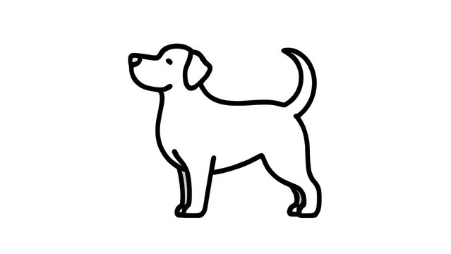 A clean and modern dog icon illustration with simple lines on a white background, ideal for pet projects or designs. - Powered by Adobe